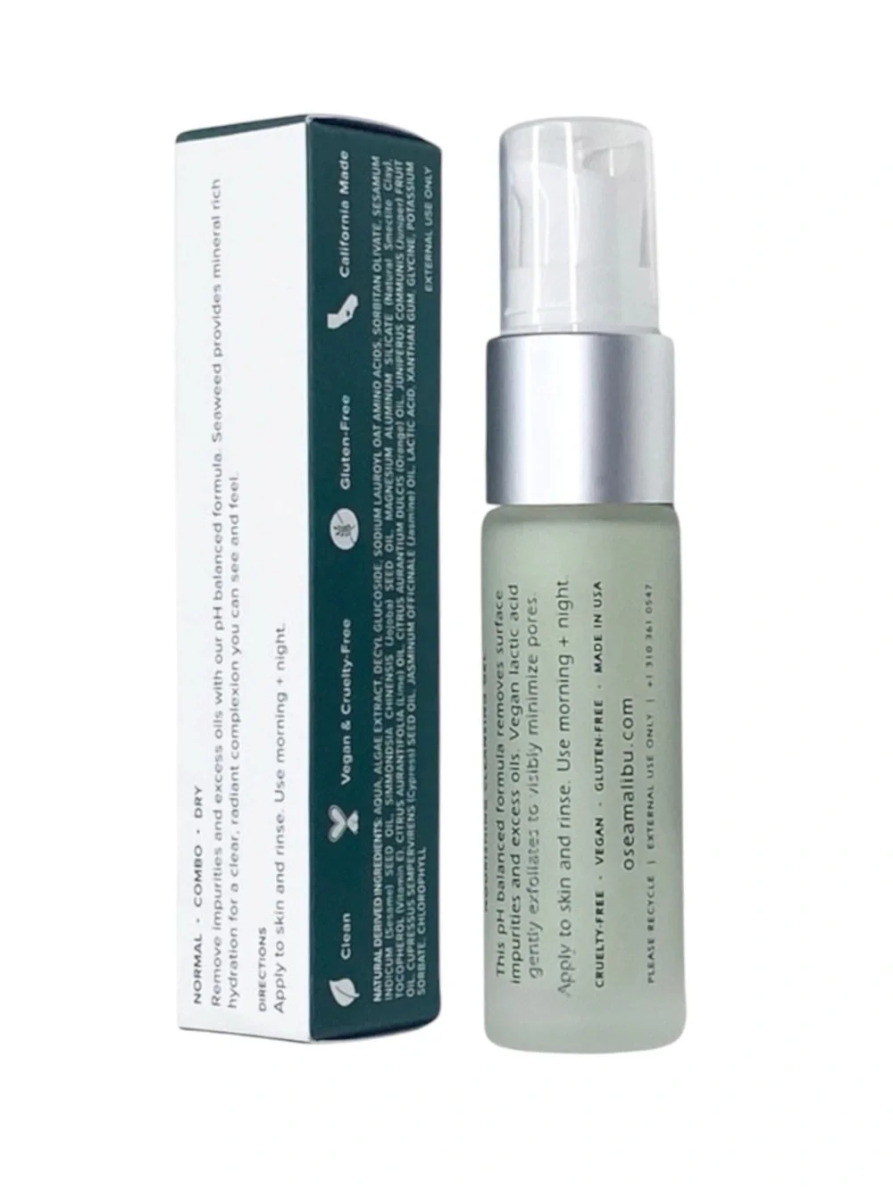 new OSEA ᯾ Algae Seaweed Radiance Ocean Cleanser ᯾ Luxe Travel Glass Jar ᯾ Boxed
